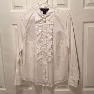 Brooks Brothers white button down with ruffles